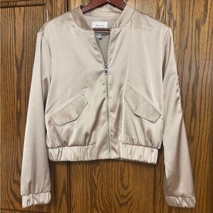 Wilfred Beige Satin Bomber Jacket